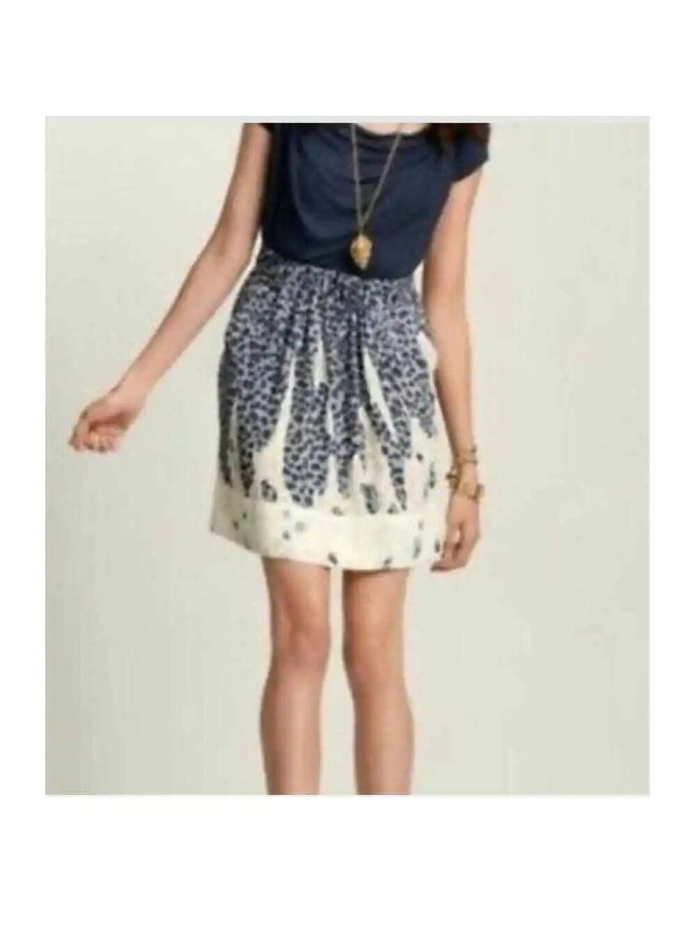 Cabi 401 Skin Print Bella elastic waist Skirt pockets gray leopard Small